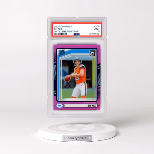 2024 Panini Donruss #369 Bo Nix - Optic Preview-Pink (PSA 9 MINT)