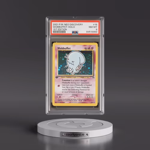 2001 Pokémon Neo Discovery #16 Wobbuffet - 1st Edition Holo (PSA 8 NM-MT)