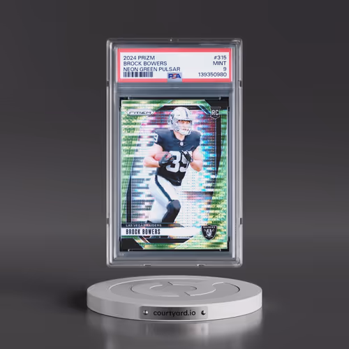 2024 Panini Prizm #315 Brock Bowers - Neon Green Pulsar (PSA 9 MINT)