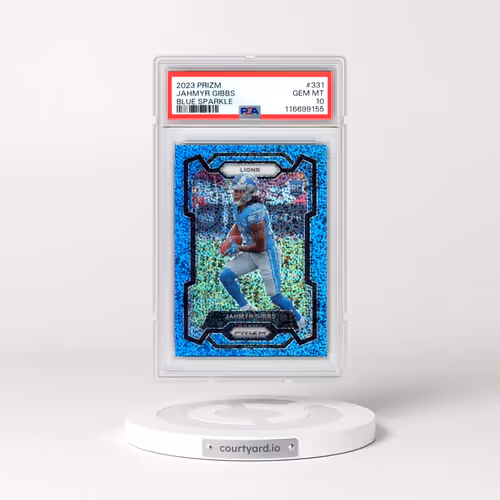 2023 Panini Prizm #331 Jahmyr Gibbs - Blue Sparkle (PSA 10 GEM MINT)
