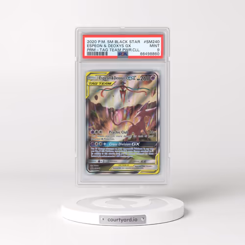 2020 Pokémon SM Black Star Promo #SM240 Espeon & Deoxys GX - Holo Tag Team Powers Collection (PSA 9