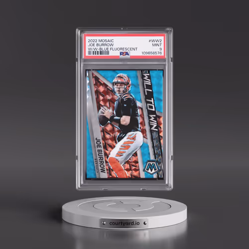2022 Panini Mosaic Will to Win #WW2 Joe Burrow - Blue Fluorescent (PSA 9 MINT)