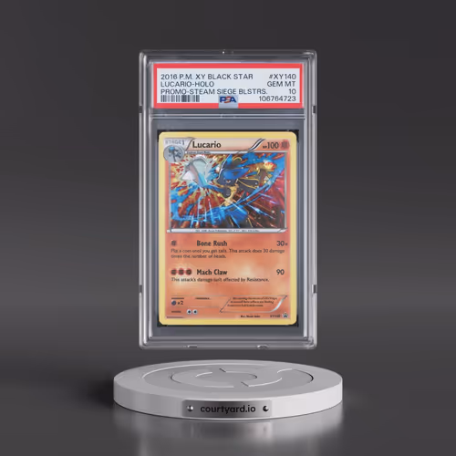 2016 Pokémon XY Black Star Promo #XY140 Lucario - Holo Steam Siege Blisters (PSA 10 GEM MINT)