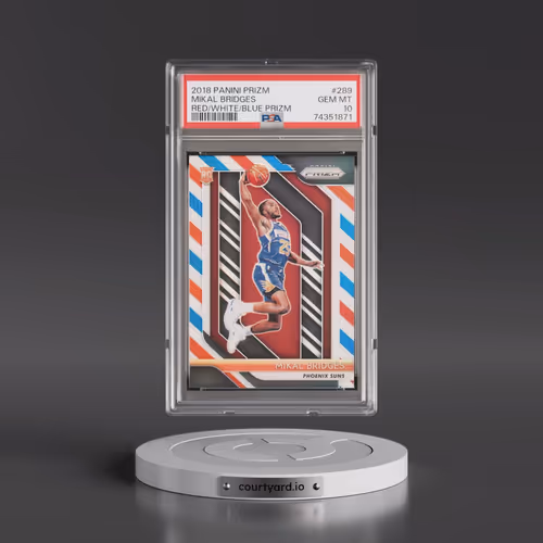 2018 Panini Prizm #289 Mikal Bridges - Red/White/Blue Prizm (PSA 10 GEM MINT)