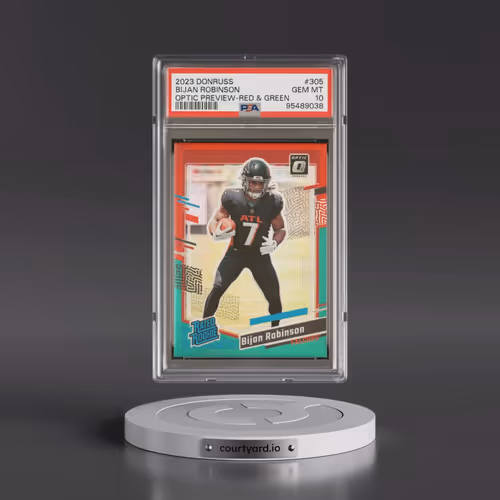 2023 Panini Donruss #305 Bijan Robinson - Optic Preview-Red & Green (PSA 10 GEM MINT)