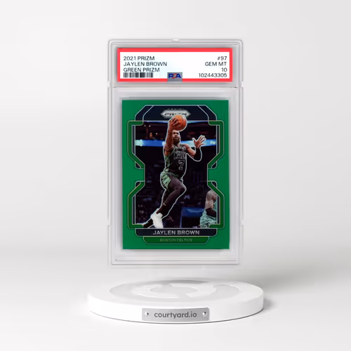 2021 Panini Prizm #97 Jaylen Brown - Green Prizm (PSA 10 GEM MINT)