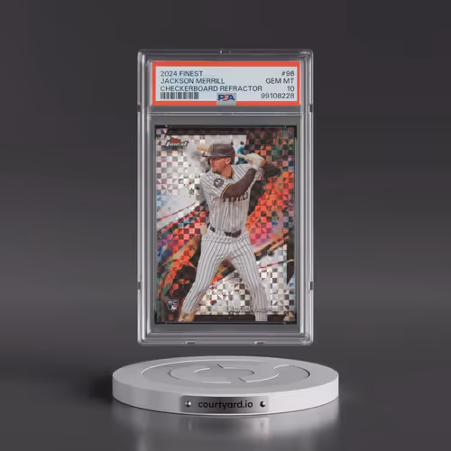 2024 Topps Finest #96 Jackson Merrill - Checkerboard Refractor (PSA 10 GEM MINT)