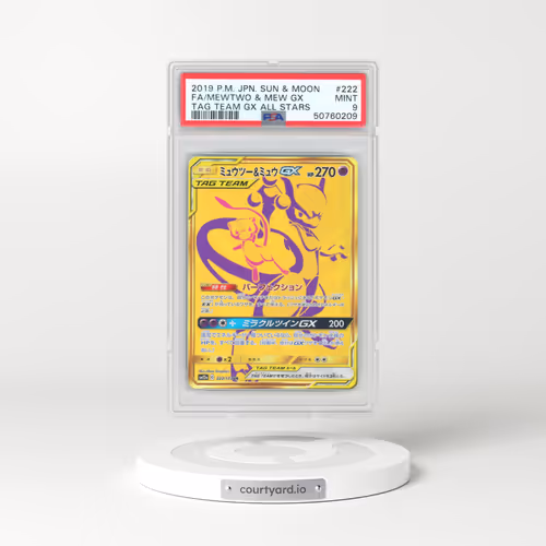 2019 Pokémon Sun & Moon Tag Team GX All Stars #222 Mewtwo & Mew GX - Holo Full Art (PSA 9 MINT)