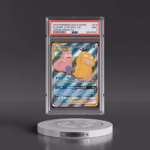 2019 Pokémon Sun & Moon Unified Minds #218 Slowpoke & Psyduck GX - Holo Full Art (PSA 9 MINT)