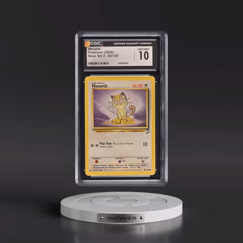 2000 Base Set 2 #80/130 Meowth (CGC 10 GEM MINT)