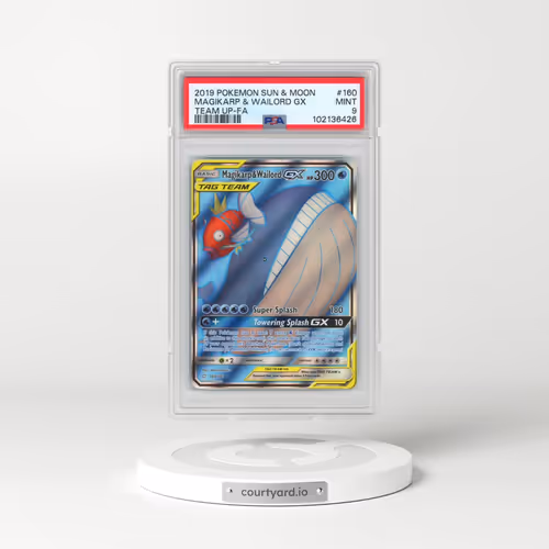2019 Pokémon Sun & Moon Team Up #160 Magikarp & Wailord GX - Holo Full Art (PSA 9 MINT)