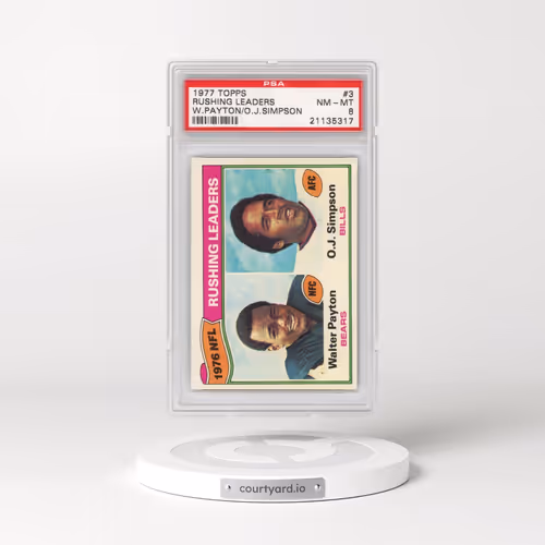 1977 Topps #3 Rushing Leaders - W.Payton/O.J.Simpson (PSA 8 NM-MT)