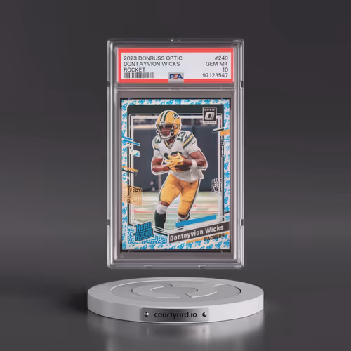 2023 Panini Donruss Optic #249 Dontayvion Wicks - Rocket (PSA 10 GEM MINT)