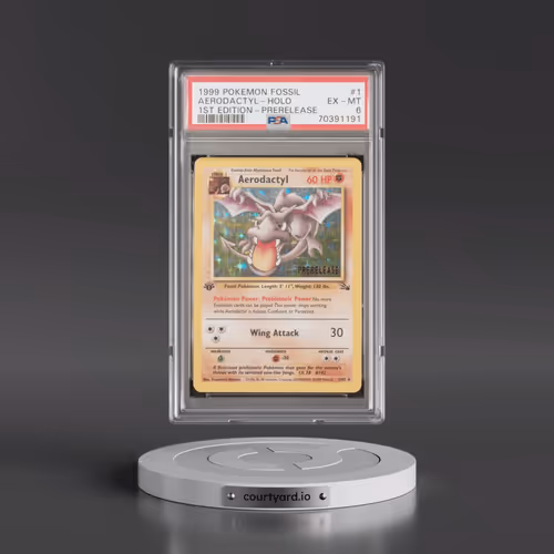 1999 Pokémon Fossil #1 Aerodactyl - 1st Edition Holo Prerelease (PSA 6 EX-MT)