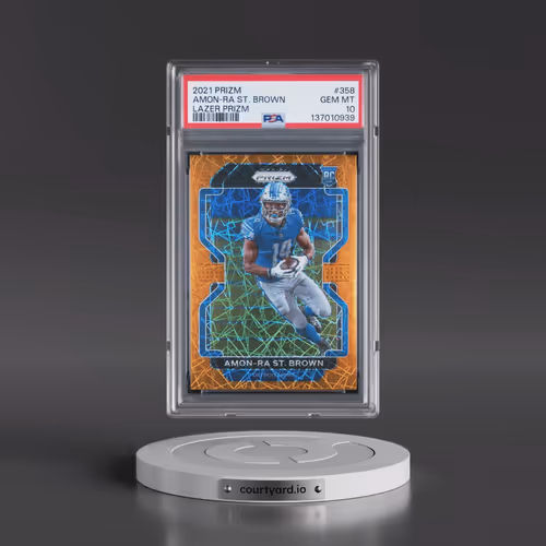 2021 Panini Prizm #358 Amon-RA St. Brown - Lazer Prizm (PSA 10 GEM MINT)
