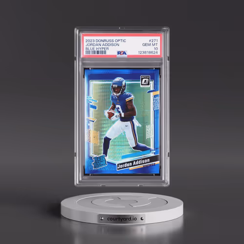 2023 Panini Donruss Optic #271 Jordan Addison - Blue Hyper (PSA 10 GEM MINT)