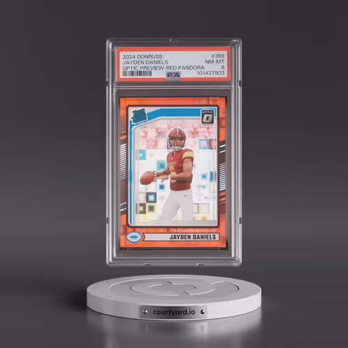 2024 Panini Donruss #389 Jayden Daniels - Optic Preview-Red Pandora (PSA 8 NM-MT)