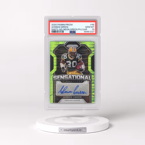 2020 Panini Prizm Sensational Signatures #46 Ahman Green - Neon Green Pulsar (PSA 10 GEM MINT)