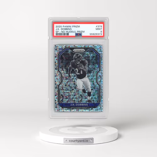 2020 Panini Prizm #379 J.K. Dobbins - Variation-No Huddle Prizm (PSA 9 MINT)