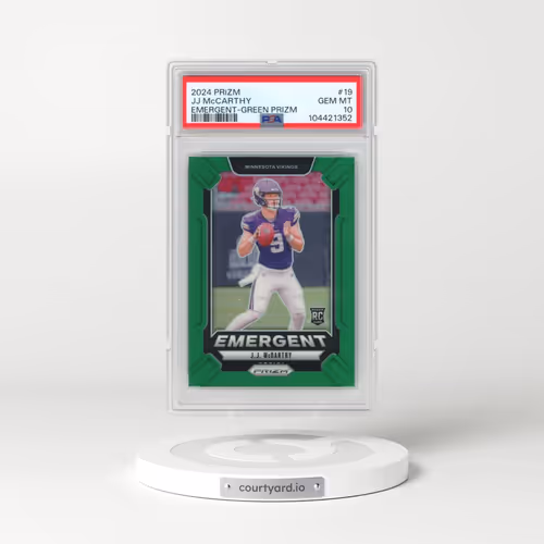 2024 Panini Prizm Emergent #19 JJ McCarthy - Green Prizm (PSA 10 GEM MINT)