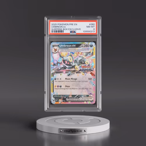 2025 Pokémon Pre EN-Prismatic Evolutions #060 Umbreon EX - Holo Surprise Box Exclusive (PSA 8 NM-MT)