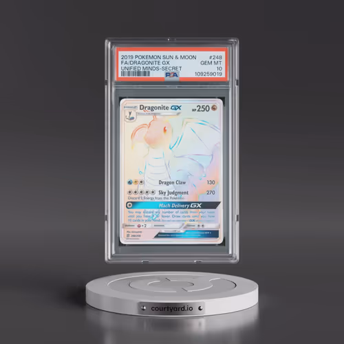 2019 Pokémon Sun & Moon Unified Minds #248 Dragonite GX - Holo Full Art Secret (PSA 10 GEM MINT)