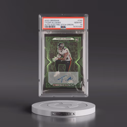 2022 Panini Obsidian #144 Tyler Allgeier - Autograph-Electric Etch Green (PSA 10 GEM MINT)