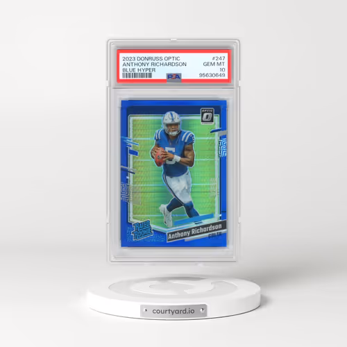 2023 Panini Donruss Optic #247 Anthony Richardson - Blue Hyper (PSA 10 GEM MINT)
