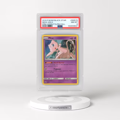 2019 Pokémon SM Black Star Promo #SM215 Mew - Holo Hidden Fates Pin Collection (PSA 8 NM-MT)