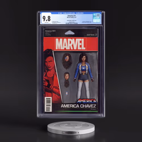 America #1 CGC 9.8 White Pages (Marvel Comics, 5/17) - Universal Action Figure Variant Cover