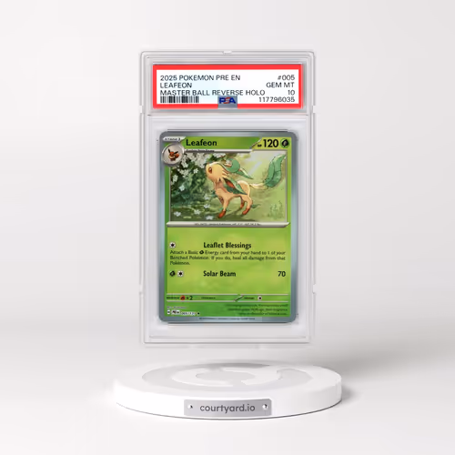2025 Pokémon Pre EN-Prismatic Evolutions #005 Leafeon - Reverse Holo Master Ball (PSA 10 GEM MINT)