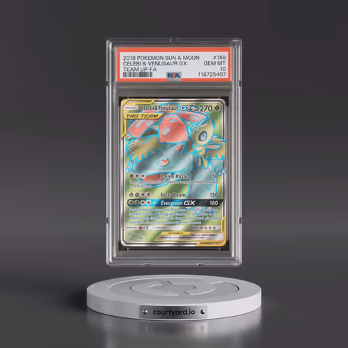 2019 Pokémon Sun & Moon Team Up #159 Celebi & Venusaur GX - Holo Full Art (PSA 10 GEM MINT)