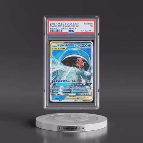 2019 Pokémon SM Black Star Promo #SM166 Magikarp & Wailord GX - Holo Towering Splash-GX Box (PSA 1 P