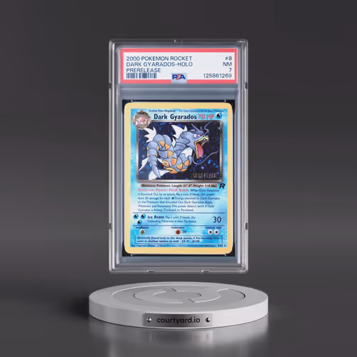 2000 Pokémon Rocket #8 Dark Gyarados - Holo Prerelease (PSA 7 NM)