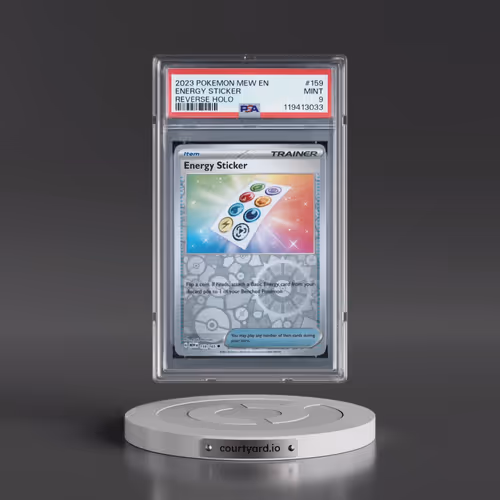2023 Pokémon Mew EN-151 #159 Energy Sticker - Reverse Holo (PSA 9 MINT)