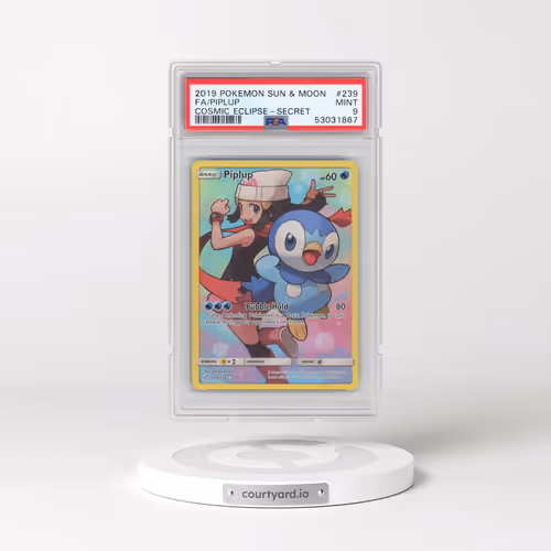 2019 Pokémon Sun & Moon Cosmic Eclipse #239 Piplup - Full Art Secret (PSA 9 MINT)