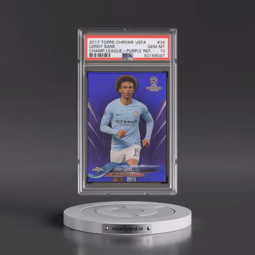 2017 Topps Chrome UEFA Champions League #34 Leroy Sane - Purple Refractor (PSA 10 GEM MINT)