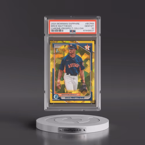 2024 Bowman Sapphire Edition Chrome Prospects #BCP69 Brice Matthews - Yellow (PSA 10 GEM MINT)