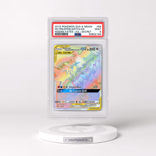 2019 Pokémon Sun & Moon Hidden Fates #69 Moltres & Zapdos & Articuno GX - Holo Full Art Secret (PSA