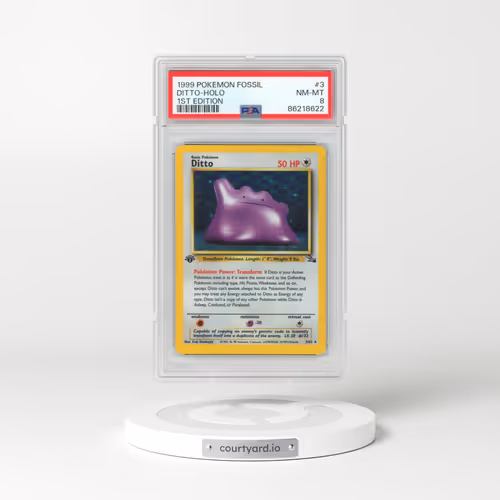 1999 Pokémon Fossil #3 Ditto - 1st Edition Holo (PSA 8 NM-MT)