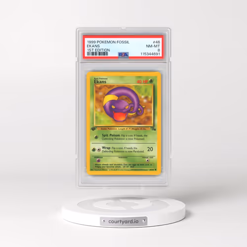 1999 Pokémon Fossil #46 Ekans - 1st Edition (PSA 8 NM-MT)