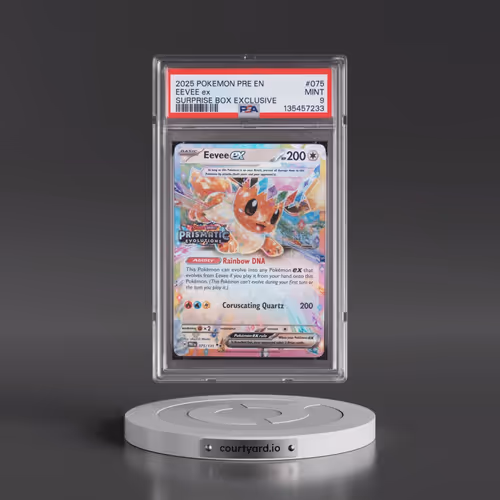 2025 Pokémon Pre EN-Prismatic Evolutions #075 Eevee EX - Holo Surprise Box Exclusive (PSA 9 MINT)