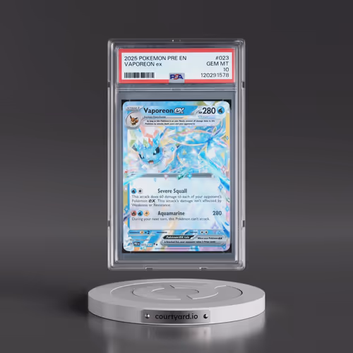 2025 Pokémon Pre EN-Prismatic Evolutions #023 Vaporeon EX - Holo (PSA 10 GEM MINT)