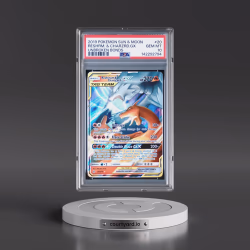 2019 Pokémon Sun & Moon Unbroken Bonds #20 Reshiram & Charizard GX - Holo (PSA 10 GEM MINT)