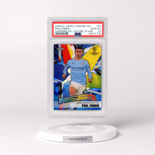 2020 Topps Chrome UEFA Champions League Sapphire Edition Future Stars #PF Phil Foden (PSA 10 GEM MIN