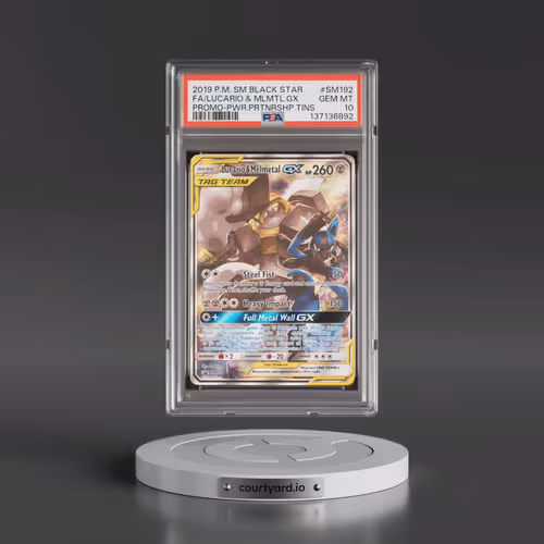 2019 Pokémon SM Black Star Promo #SM192 Lucario & Melmetal GX - Holo Full Art Power Partnership Tins