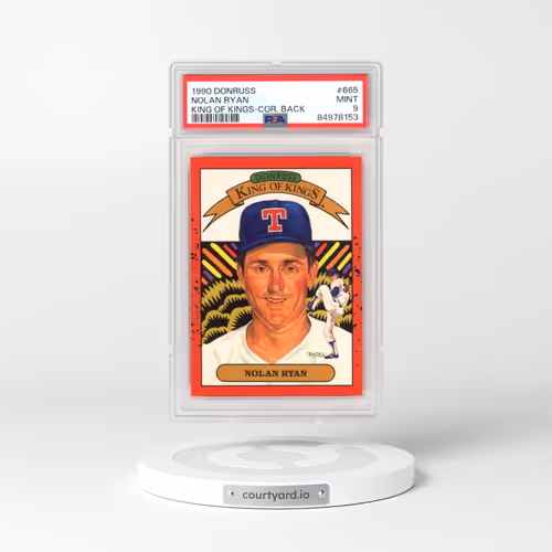 1990 Donruss #665 Nolan Ryan - King of Kings-Cor. Back (PSA 9 MINT)