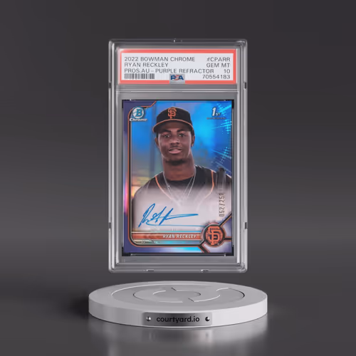 2022 Bowman Chrome Prospect Autographs #CPARR Ryan Reckley - Purple Refractor (PSA 10 GEM MINT)