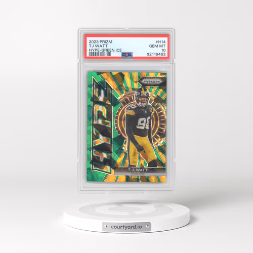 2023 Panini Prizm Hype #H14 TJ Watt - Green Ice (PSA 10 GEM MINT)