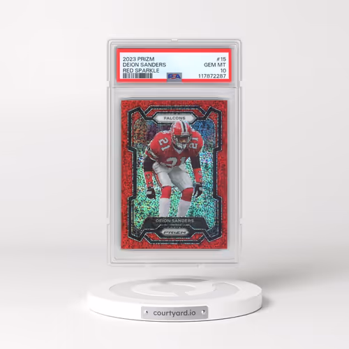 2023 Panini Prizm #15 Deion Sanders - Red Sparkle (PSA 10 GEM MINT)